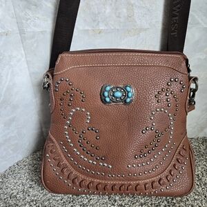 Montana West Brown Crossbody Bag with Studded Detailing